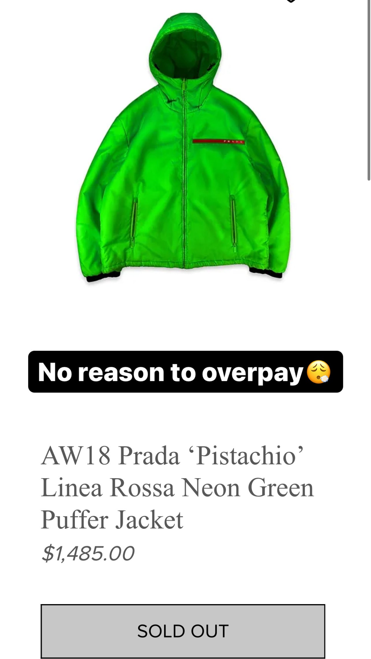 2018 Prada Linea Rossa “Pistachio” Quilted Down Jacket - 10/10