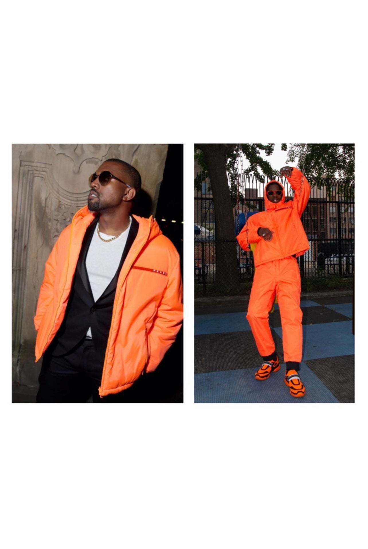 2018 “Fluorescent Tangerine” Prada x Linea Rossa Nylon Puffer - S