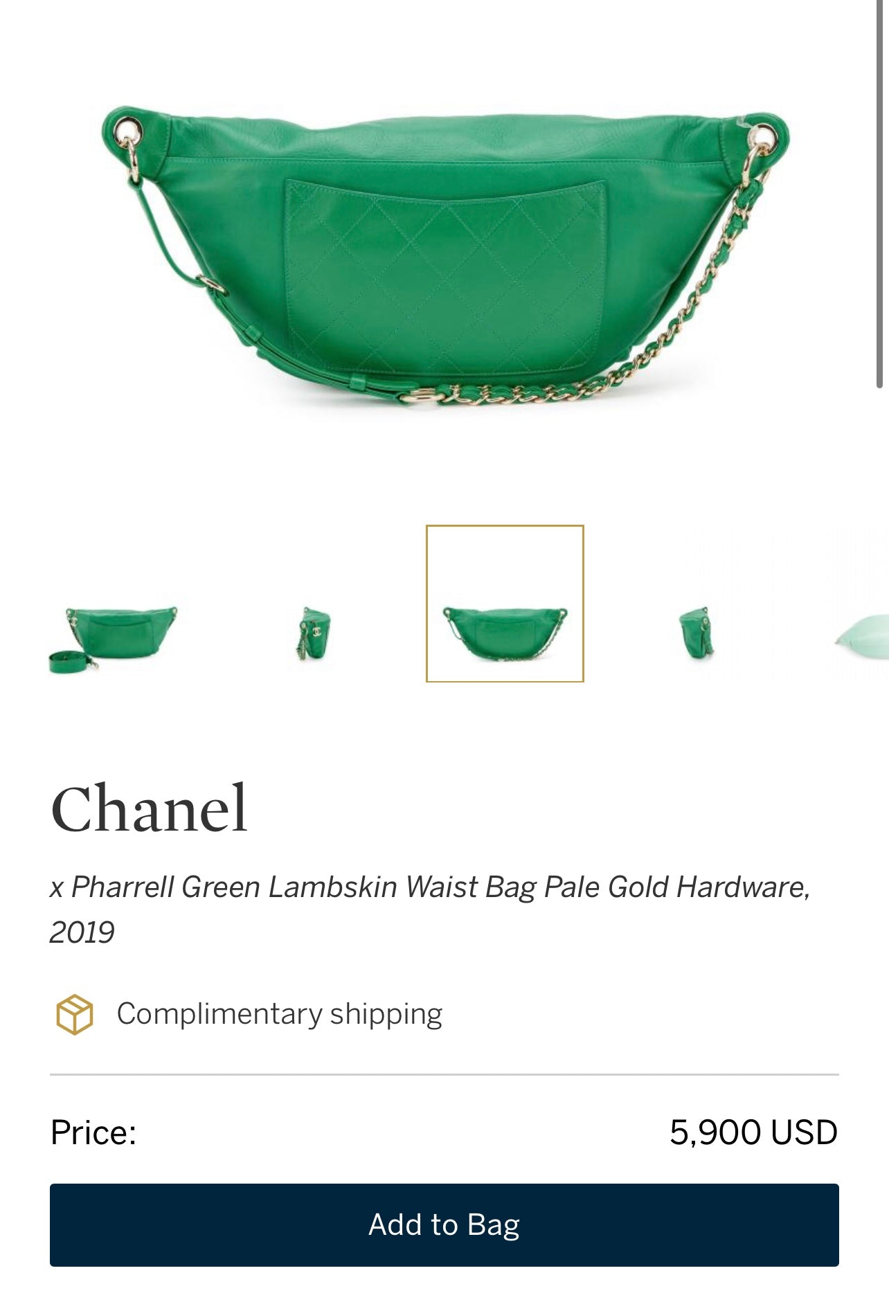 2019 Run-Way Chanel x Pharrell Green Suede/Lambskin Waist Bag - 9/10