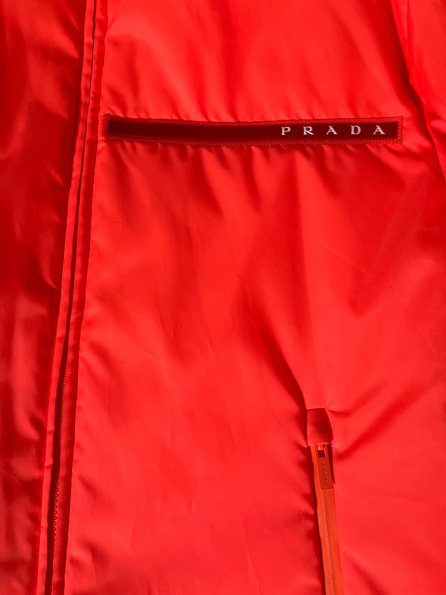 2018 “Fluorescent Tangerine” Prada x Linea Rossa Nylon Puffer - S