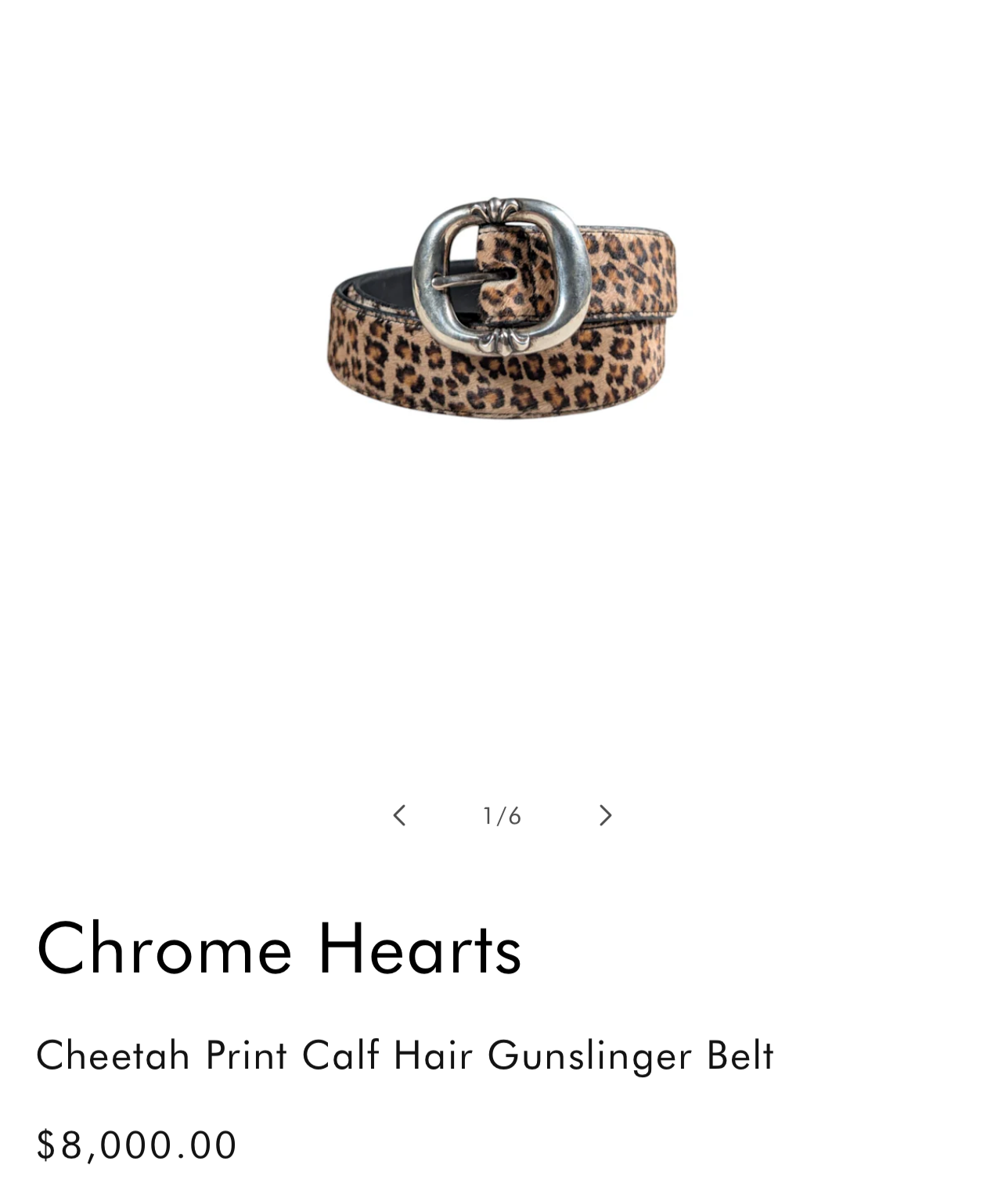Chrome Hearts Cheetah Gunslinger Belt - Size 38