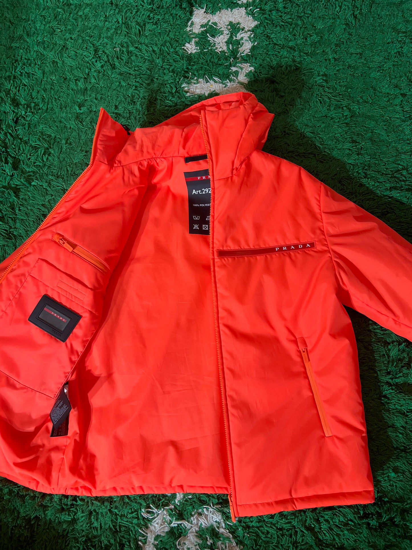 2018 “Fluorescent Tangerine” Prada x Linea Rossa Nylon Puffer - S
