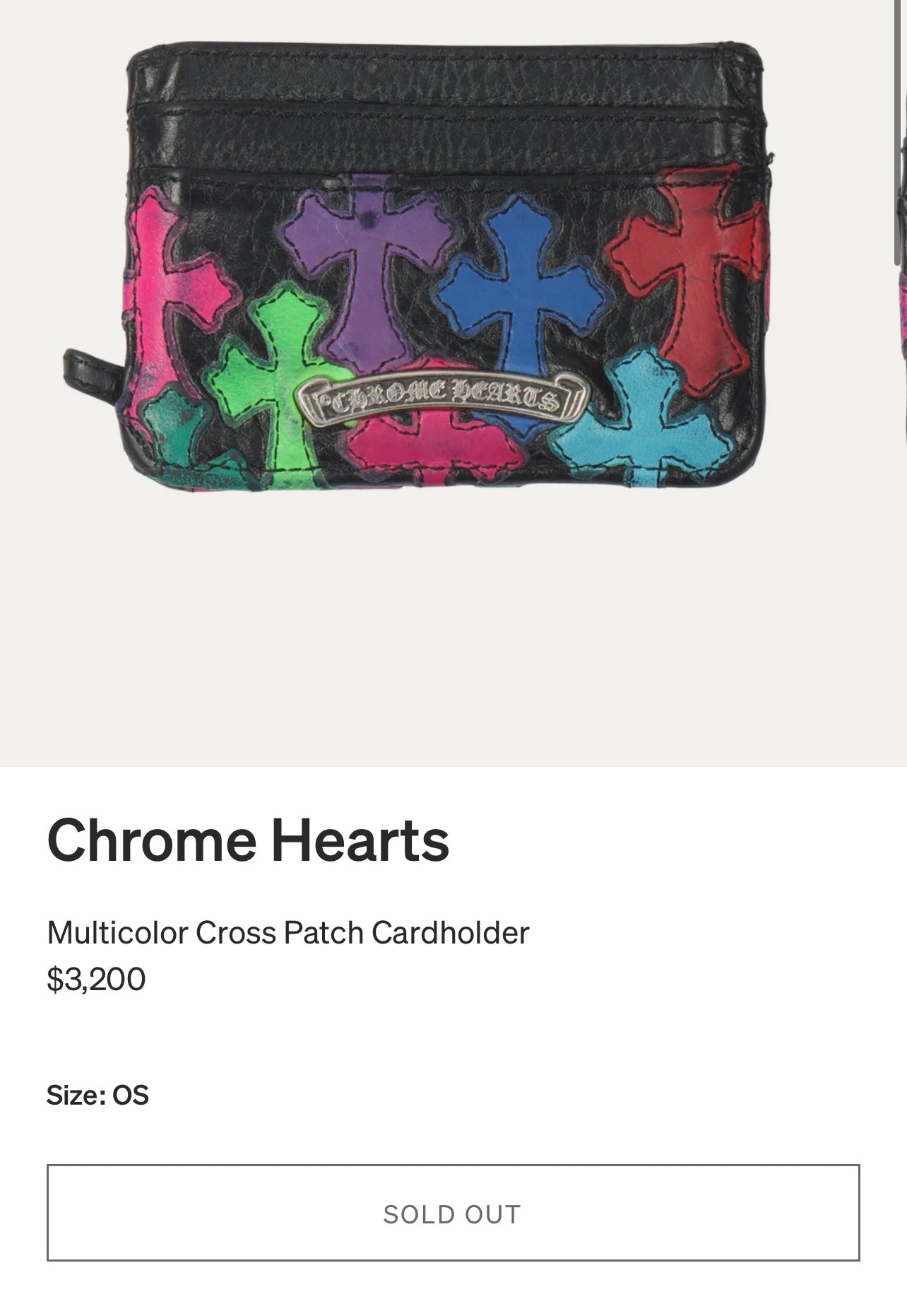 GRAIL Chrome Hearts Multicolored Cross Card Holder - Preowned