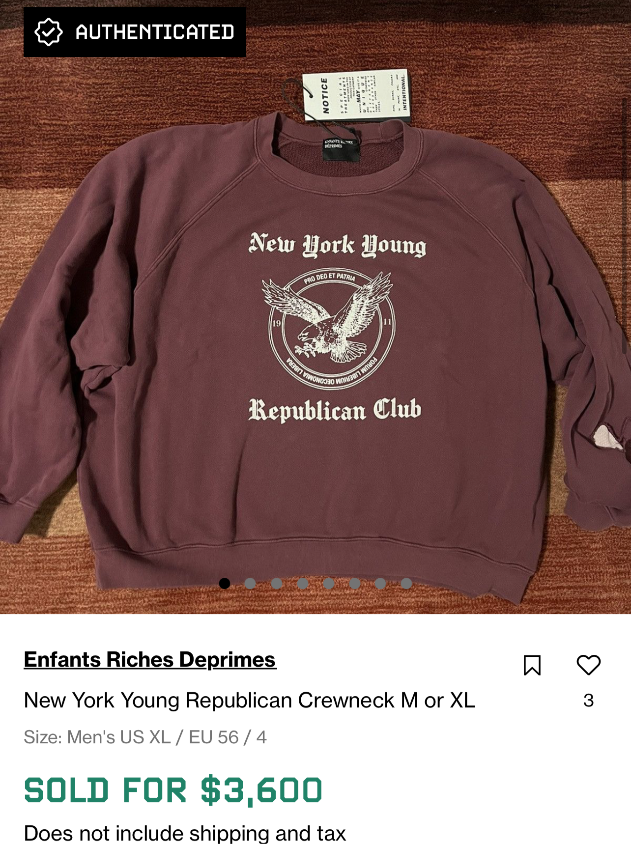 *Enfant Riches Deprimes “Young Republicans Club” Raglan - XL